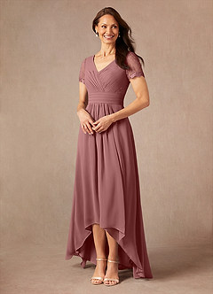 Azazie Polly Mother of the Bride Dresses Desert Rose A-Line Lace Chiffon Dress image3