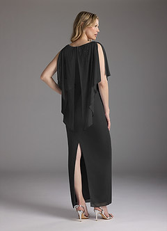 Azazie Aspyn Mother of the Bride Dresses Black Sheath Beaded Mesh Dress image8