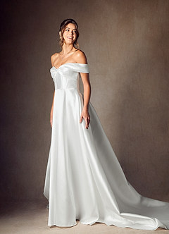 Azazie Kaylynn Wedding Dresses Diamond White A-Line Sweetheart Neckline Mikado Dress image3