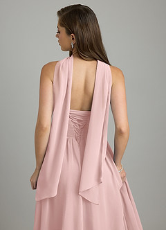 Azazie Tammy Bridesmaid Dresses Powder Pink A-Line Corset Chiffon Dress image11