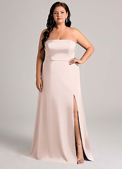 Azazie Wren Bridesmaid Dresses Blushing Pink A-Line Strapless Stretch Satin Convertible Dress image8