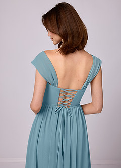 Barbie ♥ Azazie Bridesmaid Dresses Moody Blue A-Line Corset Chiffon Dress image7