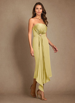 Azazie Dinanta Mother of the Bride Dresses Lemon Sorbet Column Pleated Chiffon Dress image7