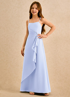 Azazie lolly Girls Formal Robe Demoiselle D'honneur Fillette Robe Trapèze en Mousseline de soie Plissée Lavande image5