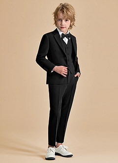 front Oliver Niños Negro Traje de 5 piezas