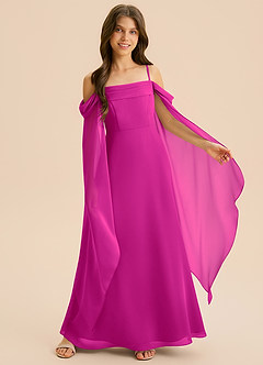 Azazie Moana Junior Linia A Pofałdowany Szyfon Długość podłogi Młodsza druhna Sukienka image6