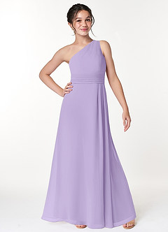 Azazie Cleo Junior Lilac A-Line Pleated Chiffon Dress image4