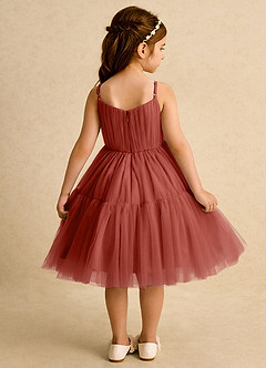Azazie Osea Blumenmädchenkleider Ballkleid Plissee Tüll Kleid Terrakotta image2