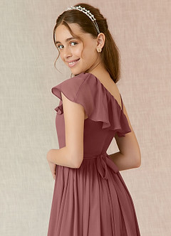 Azazie Mango Junior Desert Rose A-Line Ruched Chiffon Dress image5