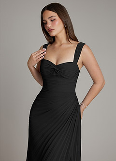 Azazie Amberly Bridesmaid Dresses Black Sheath Sweetheart Neckline Chiffon Dress image3