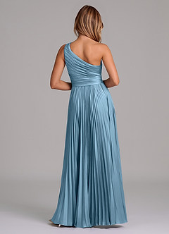 Azazie Lyrica Bridesmaid Dresses Steel Blue A-Line One Shoulder Stretch Satin Dress image8