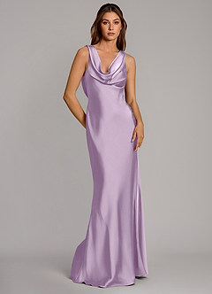 Azazie Cheryl Bridesmaid Dresses Frosted Lilac Mermaid Stretch Satin Dress image5