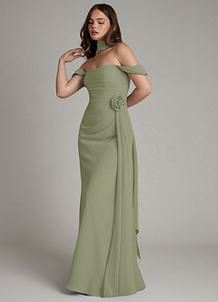 Azazie Ezria Bridesmaid Dresses Pistachio A-Line Off the Shoulder Chiffon Dress image11
