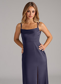 Azazie Callan Final Sale Stormy A-Line Pleated Stretch Satin Convertible Dress image7