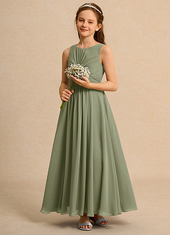 Azazie Ducky Girls Formal Flower Girl Dresses Pistachio A-Line Pleated Chiffon Dress image6