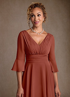 Azazie Eire Mother of the Bride Dresses Auburn A-Line Pleated Chiffon Dress image5