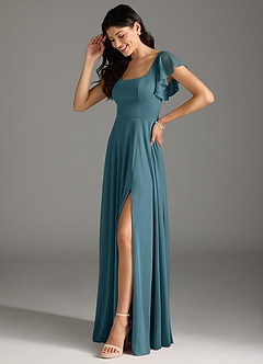 Azazie Bondi Bridesmaid Dresses Bermuda A-Line Ruched Mesh Dress image4