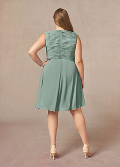 Azazie Theron Mother of the Bride Dresses Silver Sage A-Line V-Neck Pleated Chiffon Dress image7