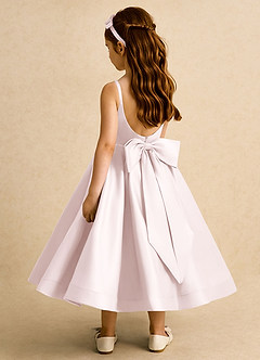 Azazie Babs Blumenmädchenkleider Ballkleid Plissee Matte Satin Kleid Zartrosa image1