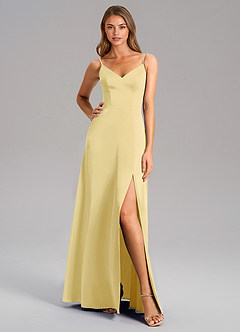 Azazie Talina Brautjungfernkleider A-Linie Stretch-Satin Kleid Zitronensorbet image3