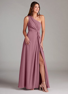 Azazie Brooke Bridesmaid Dresses Vintage Mauve A-Line One Shoulder Chiffon Dress image4