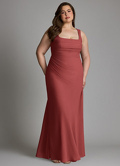 Azazie Agustina Bridesmaid Dresses Terracotta Mermaid Corset Chiffon Dress image12