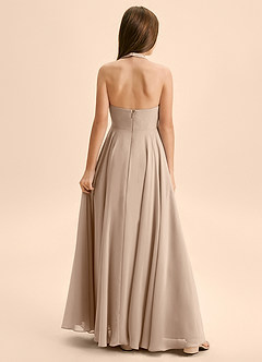 Azazie Kady Junior Robe Trapèze en Mousseline de soie Encolure en Forme de Cœur Taupe image2