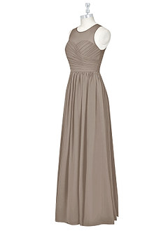 Azazie Nina Bridesmaid Dresses Taupe A-Line Pleated Chiffon Dress image8