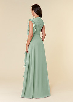 Azazie Narine Mother of the Bride Dresses Agave A-Line High Neckline Pleated Chiffon Dress image5