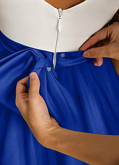 Azazie Sprout Flower Girl Dresses Royal Blue A-Line Bow Tulle Dress image5