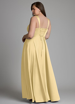 Azazie Azaria Vestidos de madrinha de casamento Vestido Manteiga de Cetim elástico de Linha A com Corpete image8
