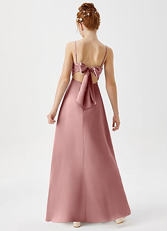 Azazie Shale Junior Abito A-Line in Raso Elasticizzato Rosa Polverosa image3