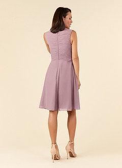 Azazie Theron Mother of the Bride Dresses Dusty Rose A-Line V-Neck Pleated Chiffon Dress image2