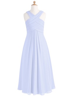 Azazie Kaleigh A-Line Pleated Chiffon Floor-Length Junior Bridesmaid Dress image6