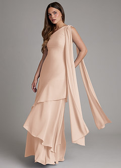 Azazie Monique Bridesmaid Dresses English Rose A-Line One Shoulder Chiffon Dress image4