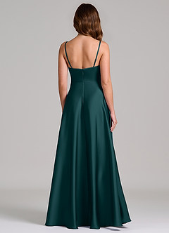 Azazie Amani Bridesmaid Dresses Pine A-Line Pleated Stretch Satin Dress image5
