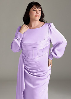 Azazie Raye Bridesmaid Dresses Lilac Mermaid Long Sleeve Stretch Satin Dress image11