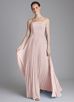 Azazie Mariana 신부 들러리 드레스 A라인 스트랩리스 쉬폰 바닥 길이 드레스 image5