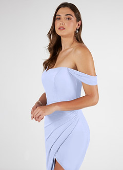 Azazie Kit Bridesmaid Dresses Lavender Mermaid Off the Shoulder Mesh Dress image5