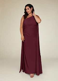 Azazie Franchesca Mère de la mariée Robes Robe Sirène en Mousseline extensible Plissée Cabernet image8