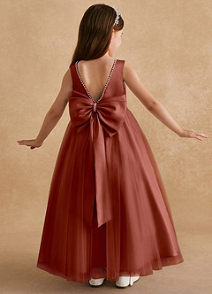 Azazie Cookie Flower Girl Dresses Auburn A-Line Bow Tulle Dress image1