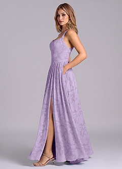 Azazie Francis Brautjungfernkleider A-Linie Korsett Blumen-Burnout Kleid Flieder image3