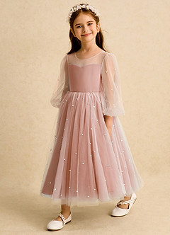 Azazie Trudy Sukienki dla dziewczynek sypiących kwiaty Suknia balowa Dekolt w kształcie serca Tiul Długość herbaty Sukienka image4