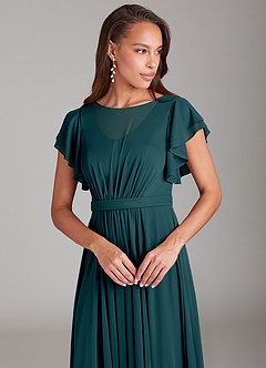 Azazie Daphne Abiti da damigella modesti Abito A-Line Increspato Maglia Floor-Length image4