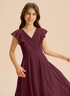 Azazie Anysa Junior Robe Trapèze en Mousseline de soie Rayé Cabernet image7