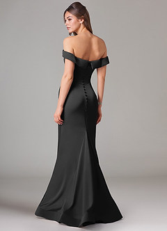 Azazie Everly Bridesmaid Dresses Black Mermaid Off the Shoulder Stretch Satin Convertible Dress image5