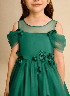 Azazie Juni Robe Demoiselle D'honneur Fillette Robe Princesse en Tulle Plissée émeraude image9