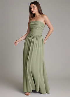 Azazie Andreina Bridesmaid Dresses Pistachio A-Line Pleated Chiffon Dress image5