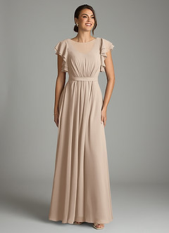 Azazie Daphne vestidos de dama de honor modestos Vestido de Corte en A Volantes Hasta el suelo Gasa image1