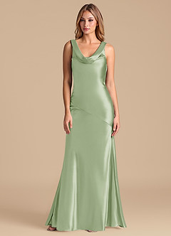 Azazie Rylina 신부 들러리 드레스 인어 메탈릭 새틴 바닥 길이 드레스 image5